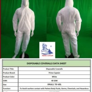 COVERALL DISPOSABLE PRIME CAPTAIN 40 GSM