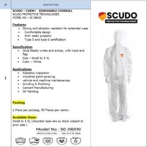 Supplier of Scudo SC-06010 Chem+ Disposable Coverall in UAE