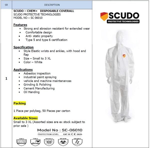 Supplier of Scudo SC-06010 Chem+ Disposable Coverall in UAE