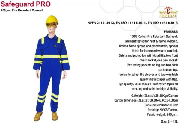 COVERALL FIRE RETARDANT EMPIRAL SAFEGUARD PRO 260 GSM