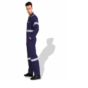 COVERALL PRIME CAPTAIN 100% TWILL COTTON WITH REFLECTOR NAVY BLUE